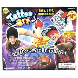 Tattoo Art Airbrush Set Creative Kids 2010 Washable Tattoos Stencils Gel Pens